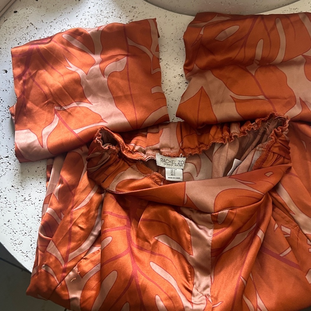 Rachel Zoe Satin Corset Top Wide Leg Pants Set NWT S Burnt Orange - Picture 10 of 12
